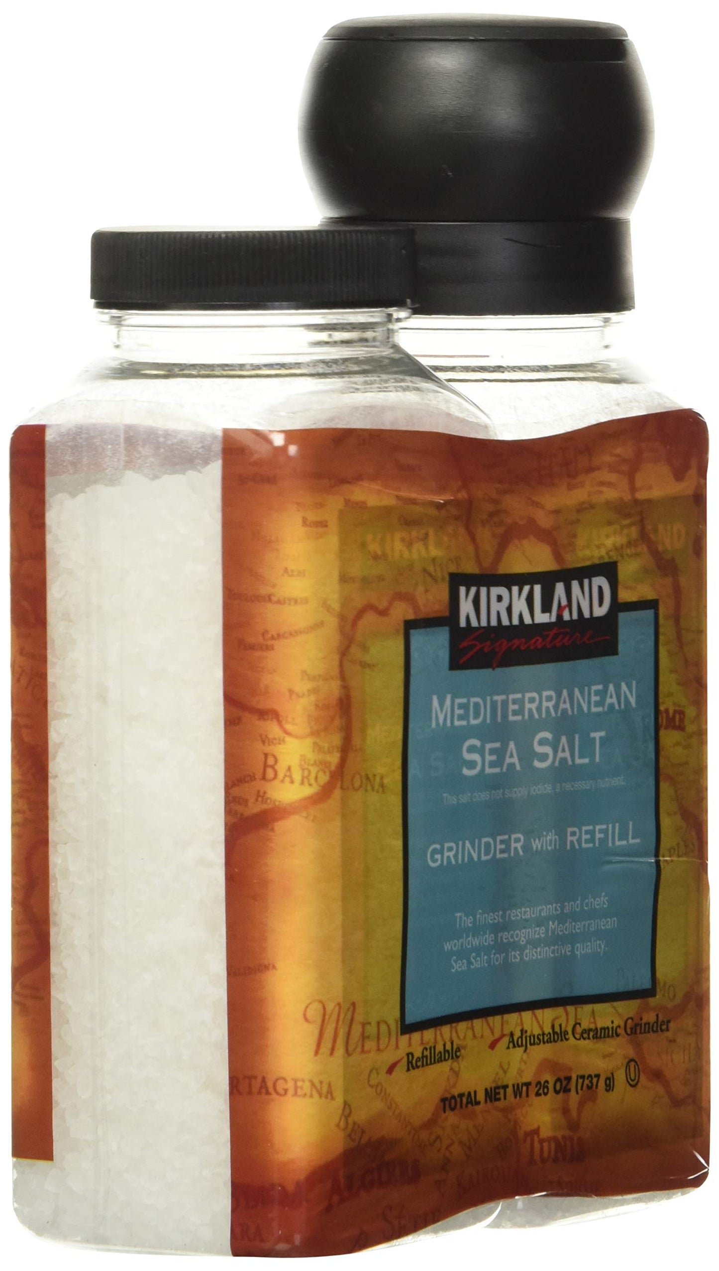 Kirklands Signature Mediterranean Sea Salt Grinder with Refill