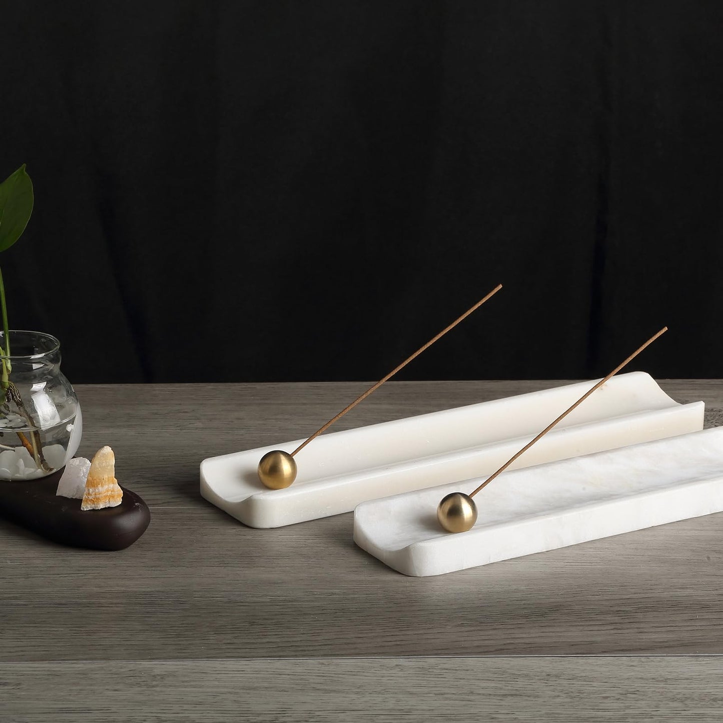 Koville Luxury African Marble Incense Holder, Incense Holders for Sticks, Incense Burner Holder, Ideal for Meditation and Relaxing, Easy to Clean(Namib Bianco)