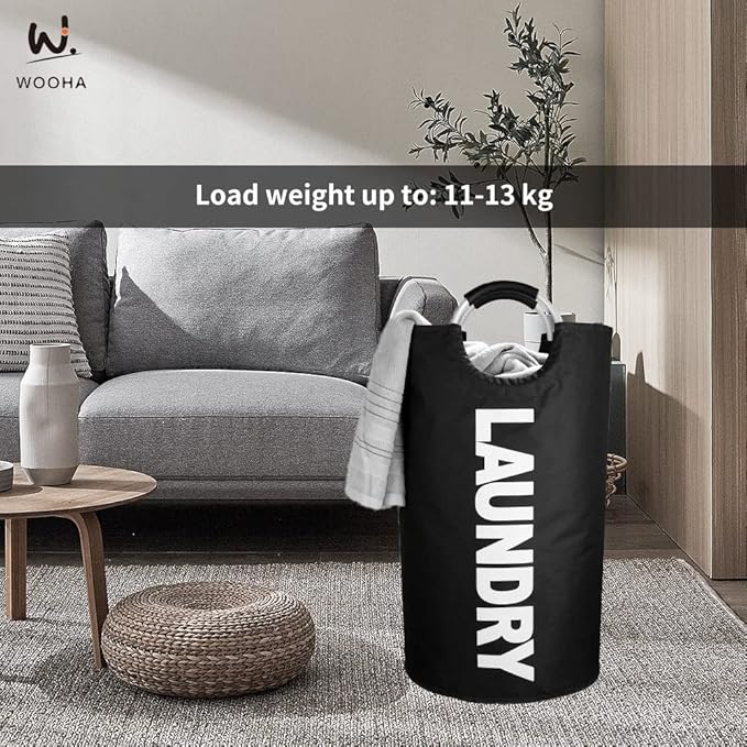 WOOHA 125L Large laundry basket, Collapsible laundry hamper, Tall Clothes