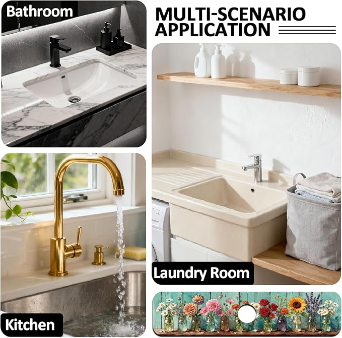 2 Pcs Kitchen Sink Splash Guard Faucet Mats Colored Glass Vases