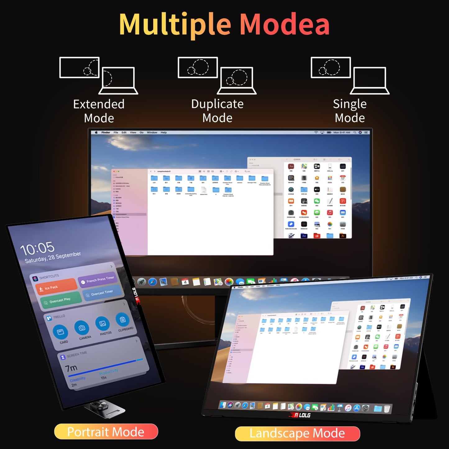 10.5''Portable Monitor for latop ,2K FHD 60HZ Laptop Monitor Screen,USB-C and HDMI Inputs, Ultra-Slim IPS Panel with HDR and Premium Smart Cover & Speakers for Laptop,PC,Phone,PS4/5,Switch,Mac,Xbox