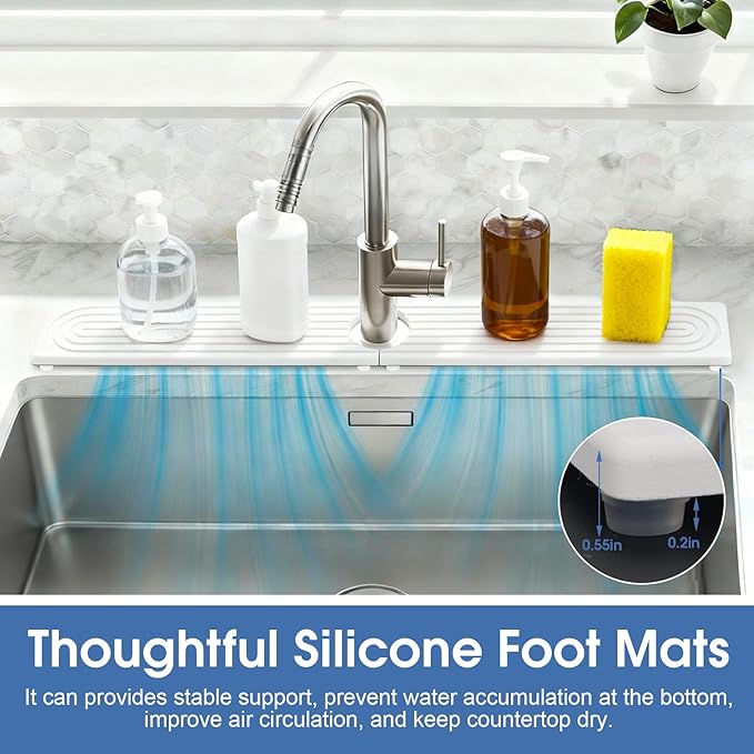 Kitchen Sink Faucet Mat, Water Absorbent Diatomite Stone Sink Tray, Diatomite