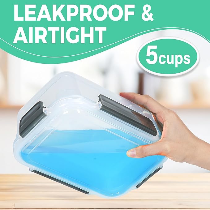 YORY 5 cup Plastic Food Storage Containers