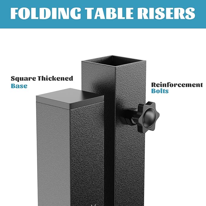 4-Pack Adjustable Folding Table Legs Extension, Heavy-Duty Steel Square