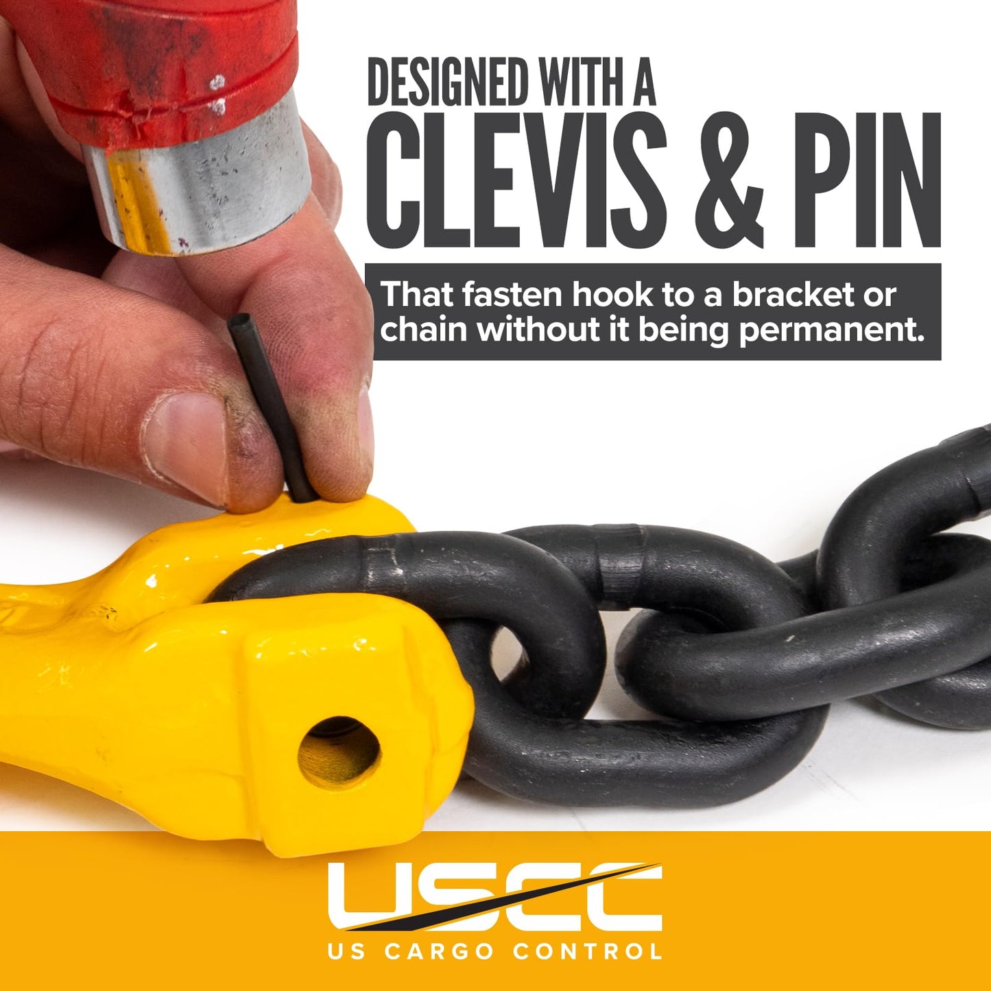 US Cargo Control 3/8 Inch Clevis Grab Hooks (4-Pack), G80 Chain Hooks, 7,100 LBS Working Load Limit, Chain Clevis Hooks for Lifting, Hauling, Towing, Trailers, & Chain Binders