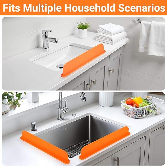 19.29 inch Sink Water Splash Guard, Silicone Sink Splash Guard, Backsplash