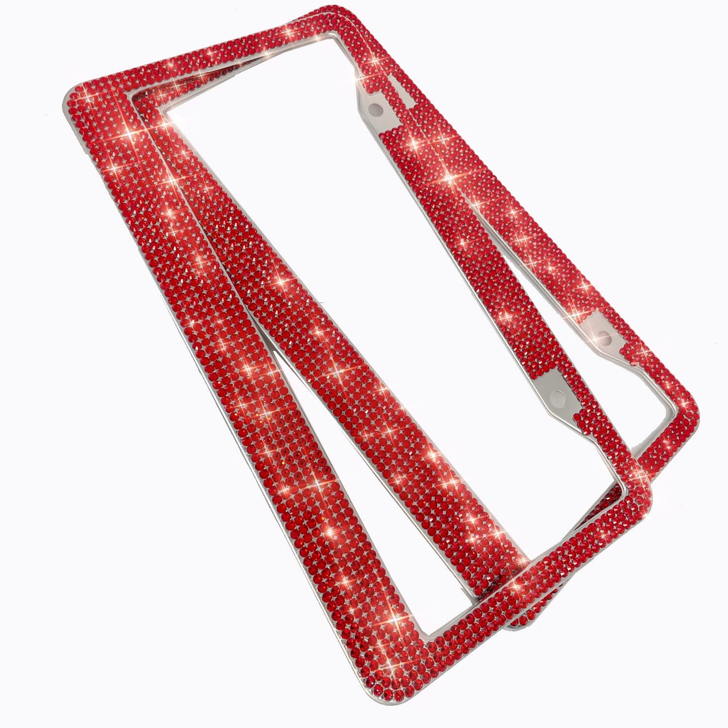 Bling License Plate Frames with High End Ribbon Gift Box,2 Pack Rhinestone License Plate Frame,Handcrafted Crystal Premium Stainless Steel Bling License Plate Frame for Women,Party,Birthday,Xmas Gift