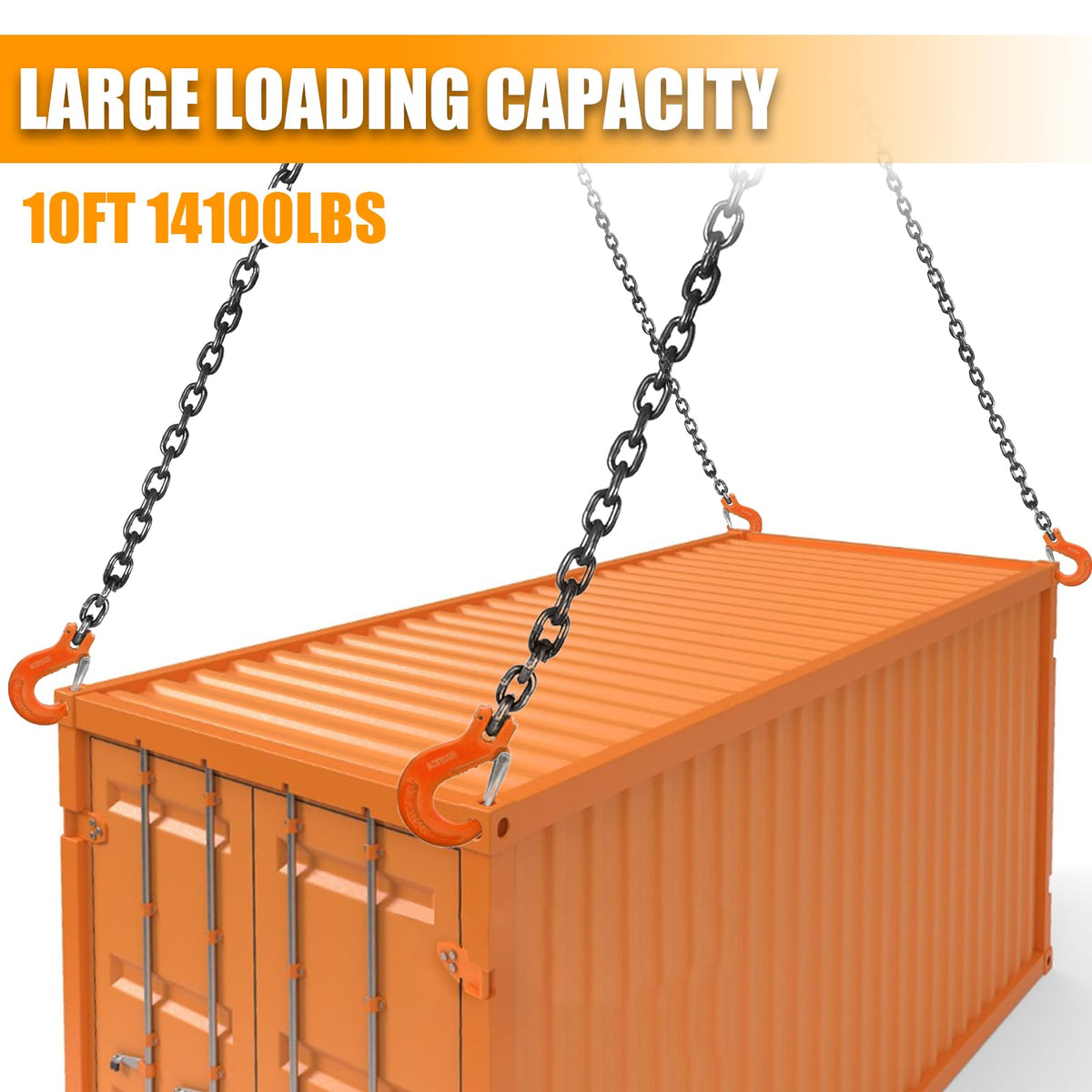 SALUINOKI 4 Chain Lifting Sling with Hooks 10Ft x5/16 inch 14000lbs 6.4 Ton for 4 Way Chain Lift