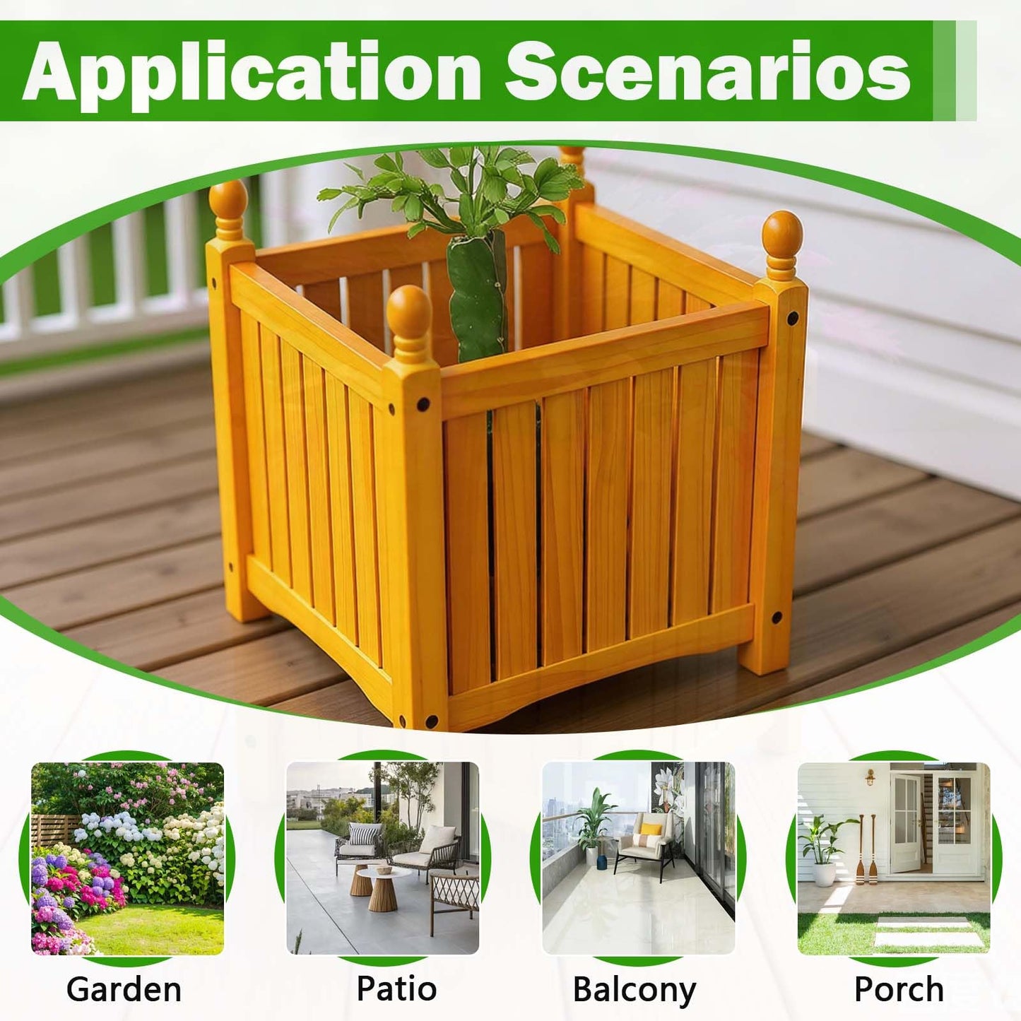 Ningering Square Wood Planter Boxes for Outdoor Plants, Elevated Planter Porch and Patio, for Flower Herb Vegetable Fruit, Plant Container for Grass Lawn Patio Backyard (Teak)