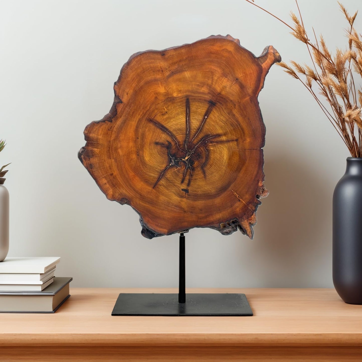 DONZIKLE Natural Live Edge Wood Sculptures Home Decor, Irregular Abstract Jujube Tree Root Wooden Statues for Table Top Decor, Decorative Root Carving Ornament (Medium)