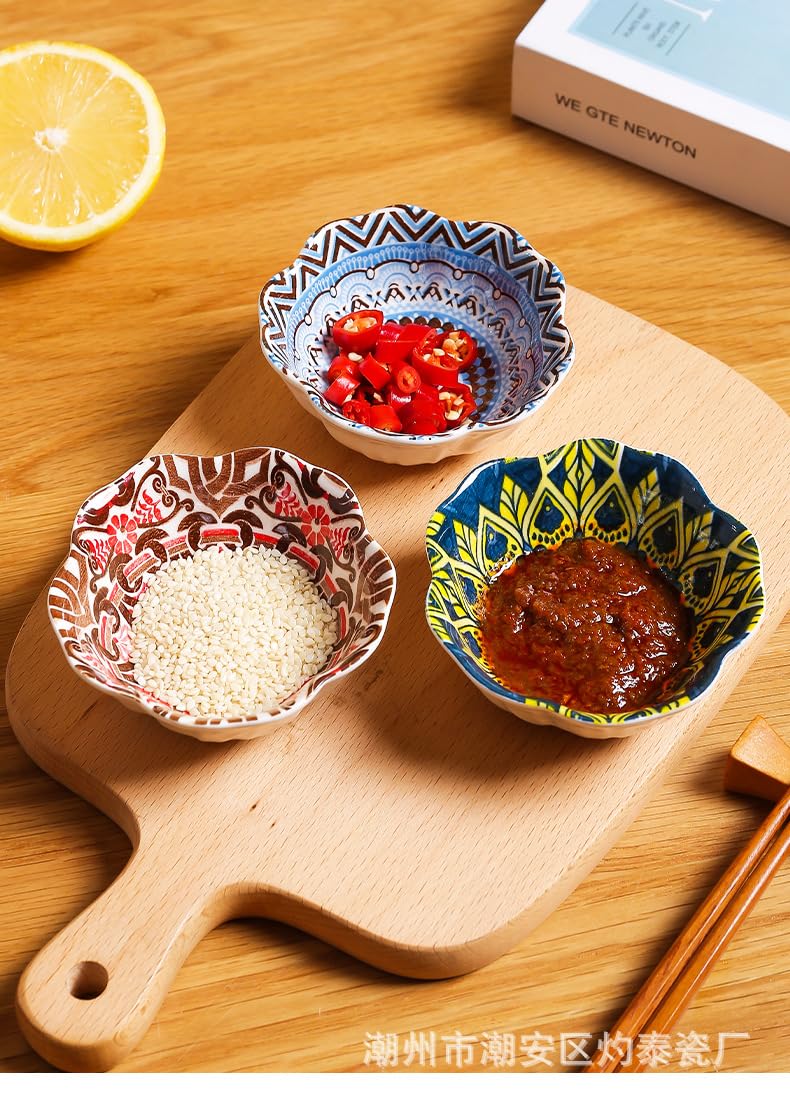 MaxBlaster 10Pcs 3.3 Inch Ceramic Dipping Sauce Bowls, Dipping Sauce Dishes, Soy Sauce Dish, Side Dish Bowls, Small Dip Bowl for Condiments, Appetizer, Dessert, BBQ, Sushi