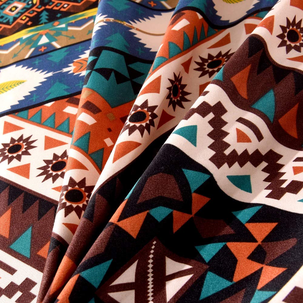 Bedding Fitted Sheet with Deep Pocket,Bohemian Printed Soft Fabric Bed Bottom Sheets (Brown(Boho), Twin)