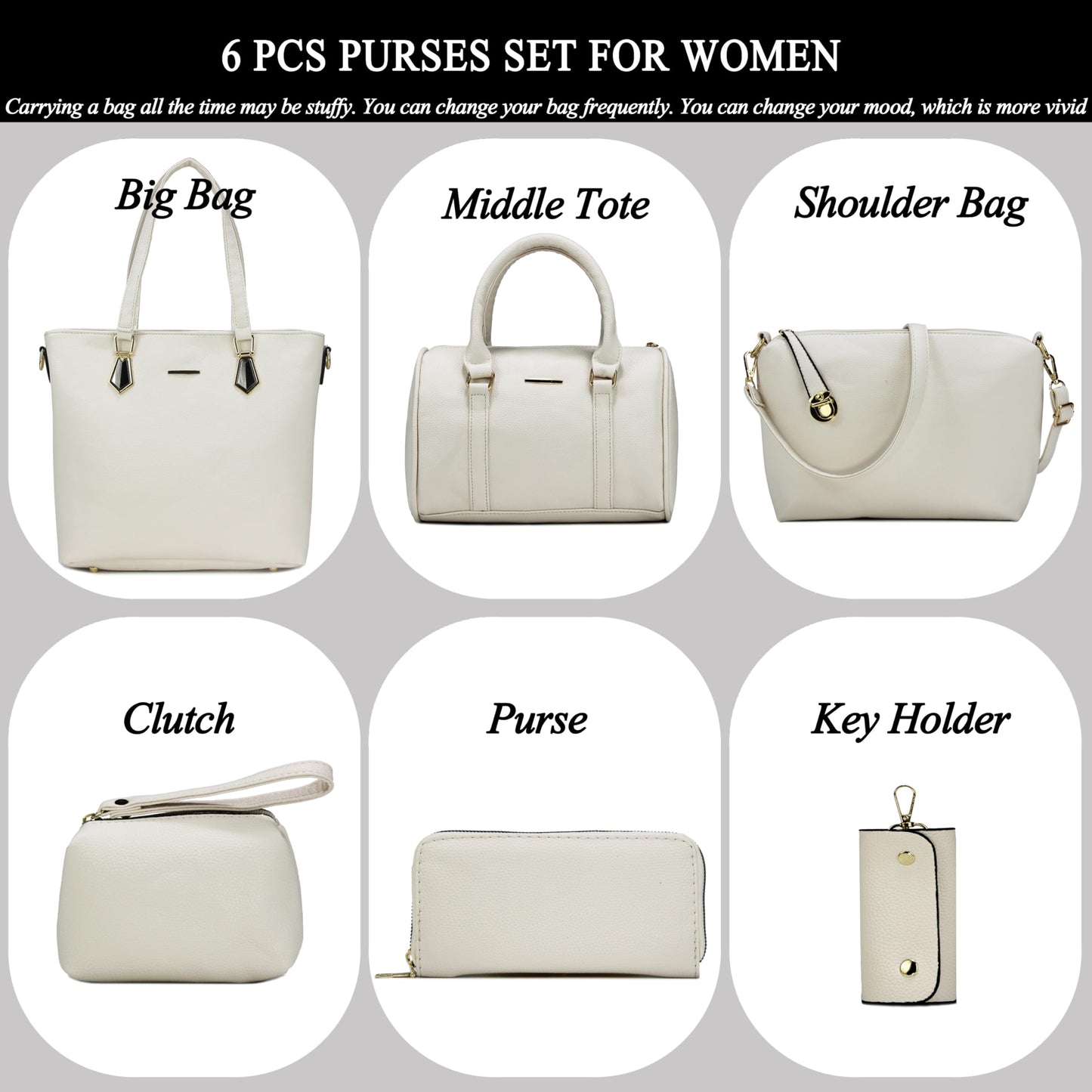 2E-youth Designer Purses and Handbags for Women Satchel Shoulder Bag Tote Top Handle Bag, 3c-beige