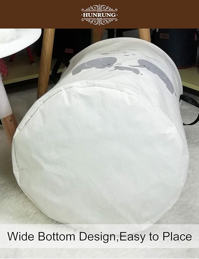 HUNRUNG Laundry Hamper, Large Canvas Fabric Lightweight Storage Basket Toy