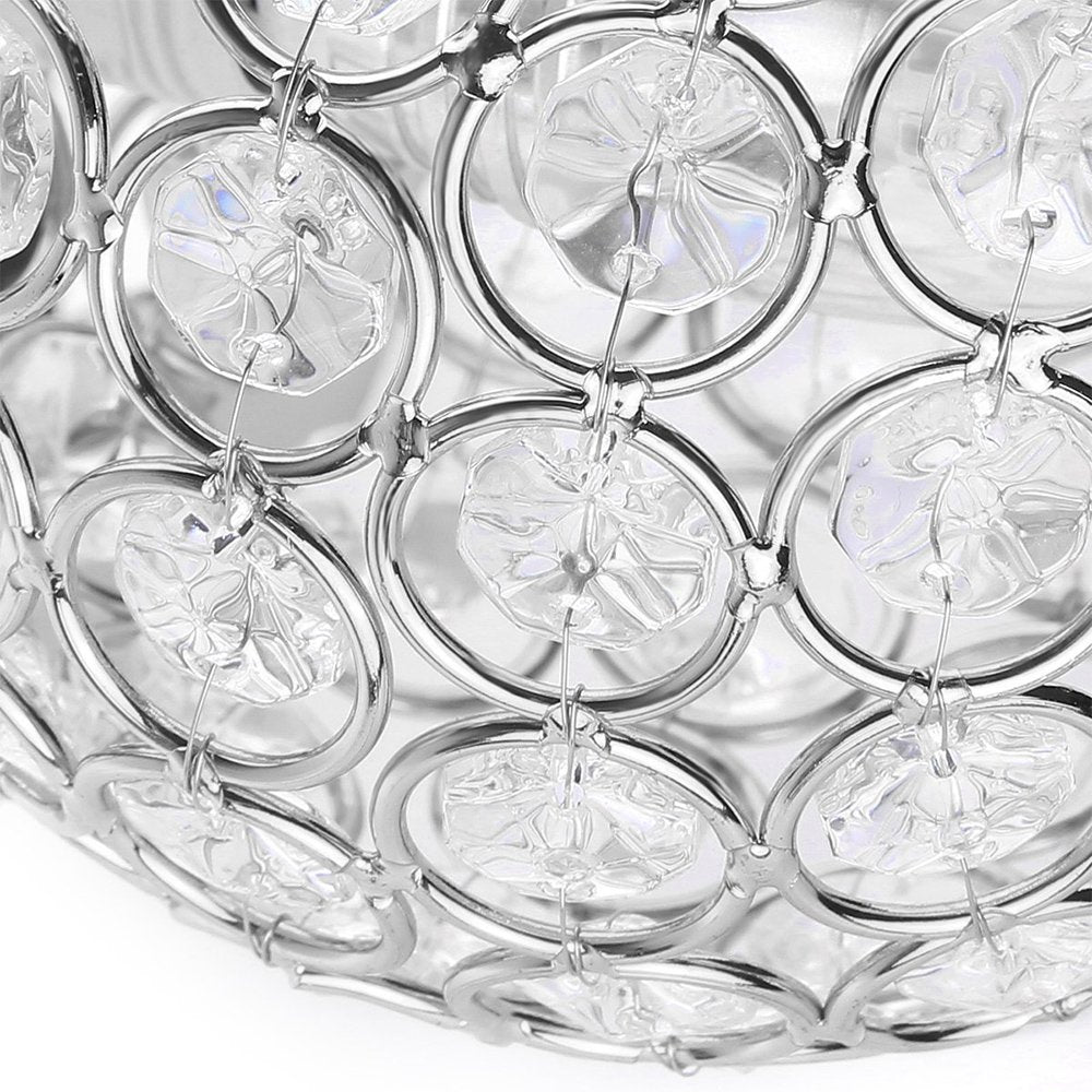 WeFoonLo Round Modern Crystal Wall Light Chrome Finish Bedroom Wall Sconce Lighting Fixture with Plug and Cord Switch, E26 Socket