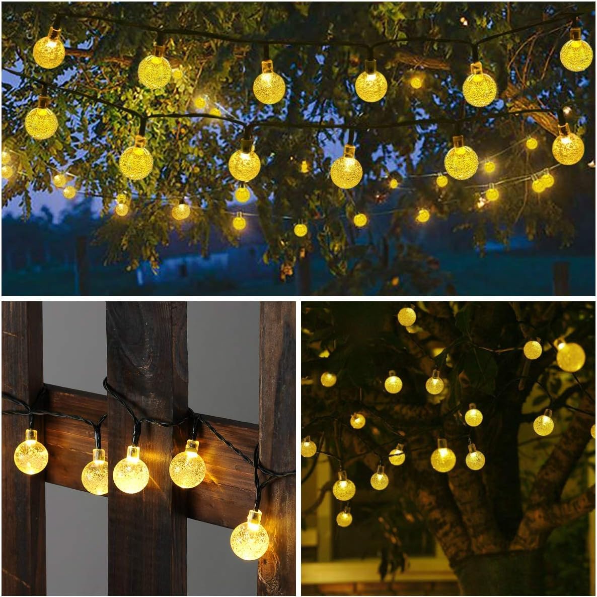 Toodour Solar String Lights Outdoor, 56ft 100 LED Globe String Lights with 8 Modes, Waterproof Solar Powered Patio Lights for Garden, Lawn, Gazebo, Porch, Yard, Wedding, Party Decor - Warm White