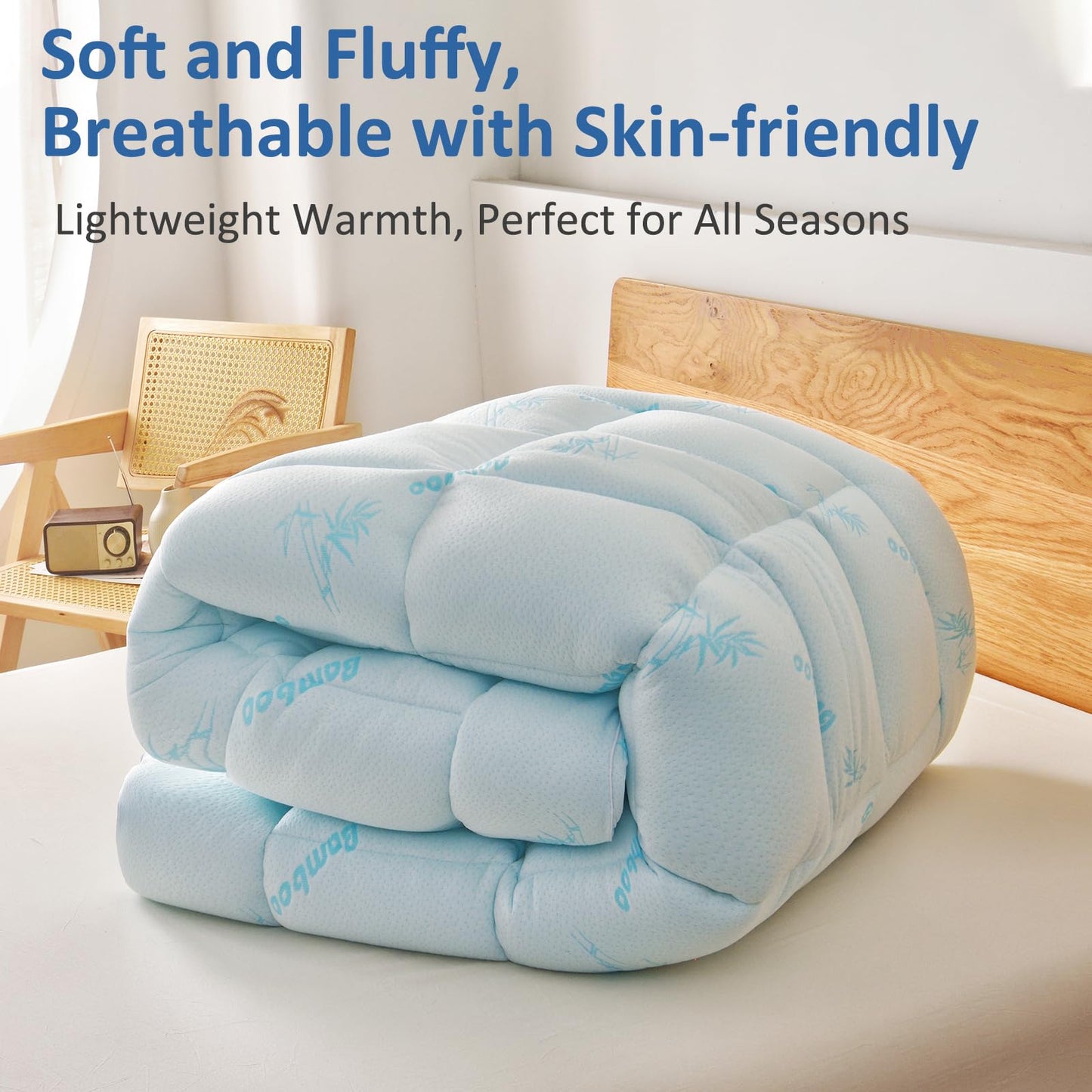 Favorland Mattress Topper Full Size - Cooling Extra Thick Breathable Viscose Made from Bamboo Mattress pad - Soft Quilted Fitted Mattress Cover with 900 GSM Down Alternative Fill (8-21”Deep Pocket)