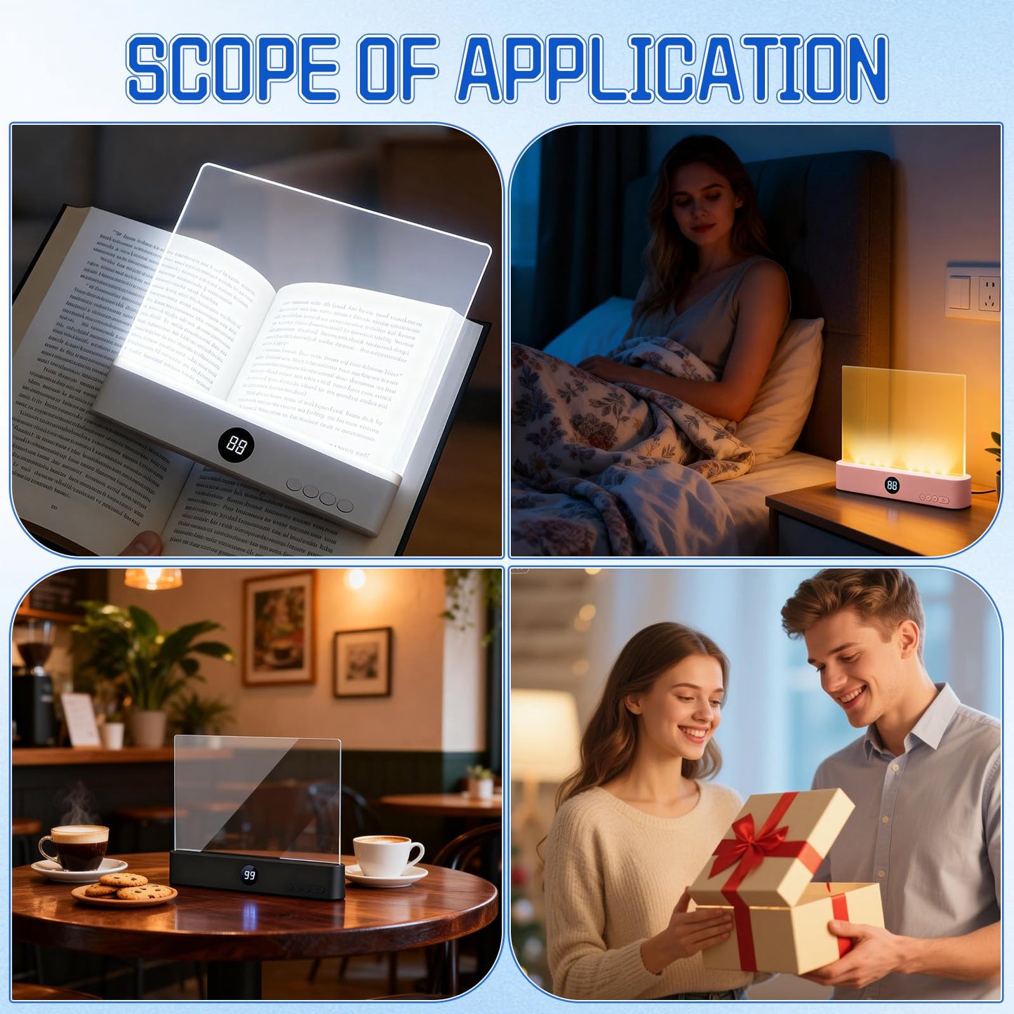 Book Light, Rechargeable Clear LED Flat Reading Light with 3 Colors & Timer, Dimmable Panel Plate Lamp Book Full Page Light for Reading in Bed at Night, for Women Readers Kids Book Lovers (Pink)