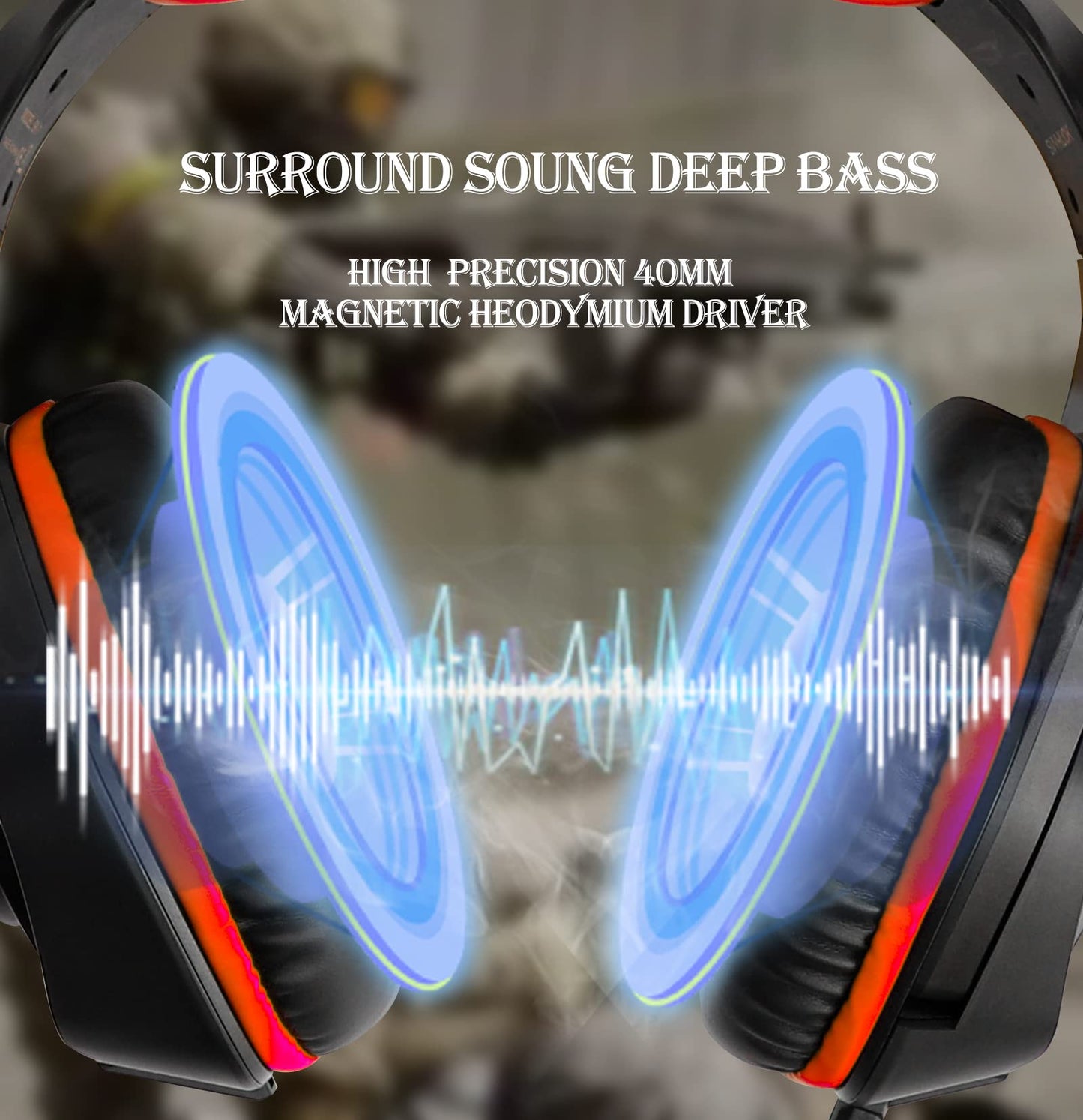 SVYHUOK Pro Gaming Headset for PC PS4 Xbox One Bass Surround Sound Over-Ear Headphones with Mic/LED Light/Soft Memory Earmuffs for Computer Laptop Switch Games Kids Boys Teens Gifts