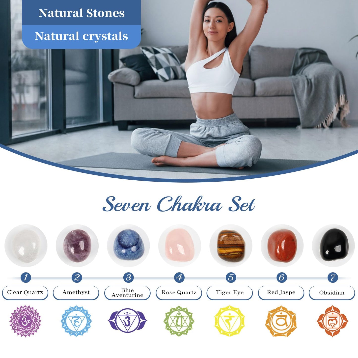 24 Pcs Tumbled Gemstones and Crystals Collection for Beginners and Collectors, Mixed Color Polished Crystals and Minerals Bulk, Rock Collection Box Gift