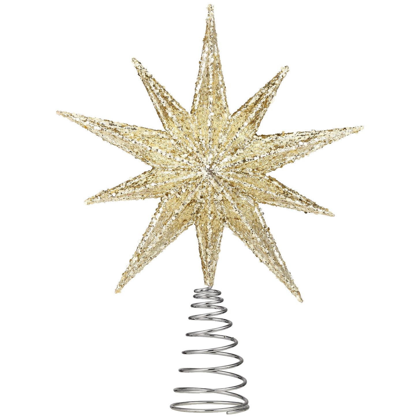 Lewondr Christmas Tree Topper Star, 13inch Xmas Tree Topper with LED Light Beads, Remote & USB Operated 10-Point Star Treetop for Home Christmas Decoration, 6H Timer & 8 Lighting Modes, Gold