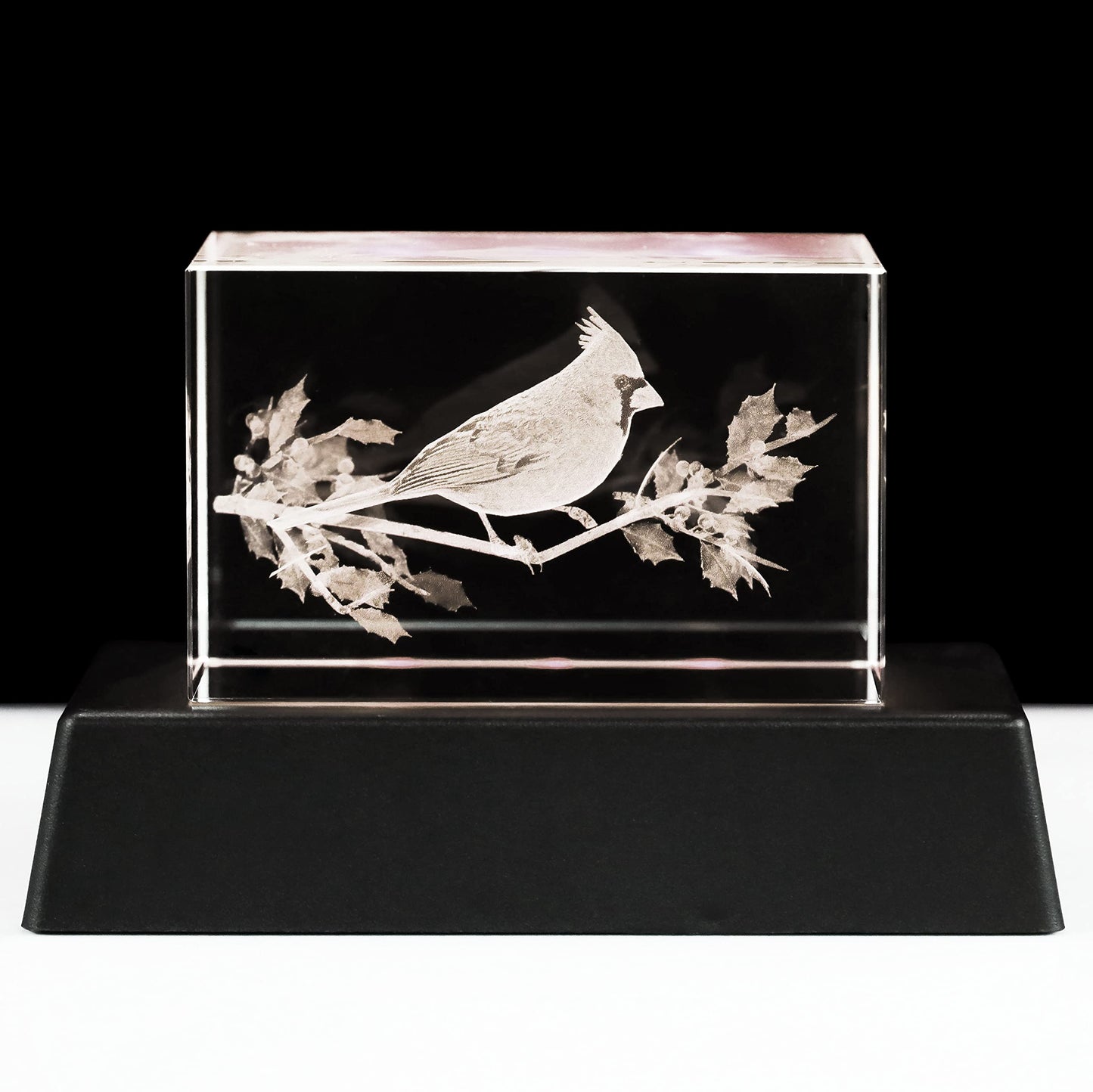 YWHL Crystal Cardinal Gifts for Women Man: 3D Laser Engraved Red Cardinal Figurine Decor, Night Light, Christmas Sympathy Gifts