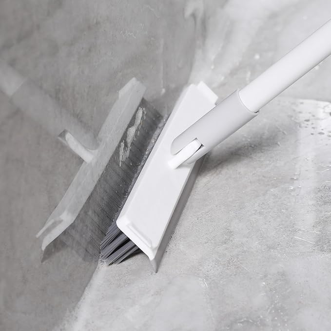 Grout Brush with Long Handle, Floor Cleaning Scrubber with Stiff Bristles