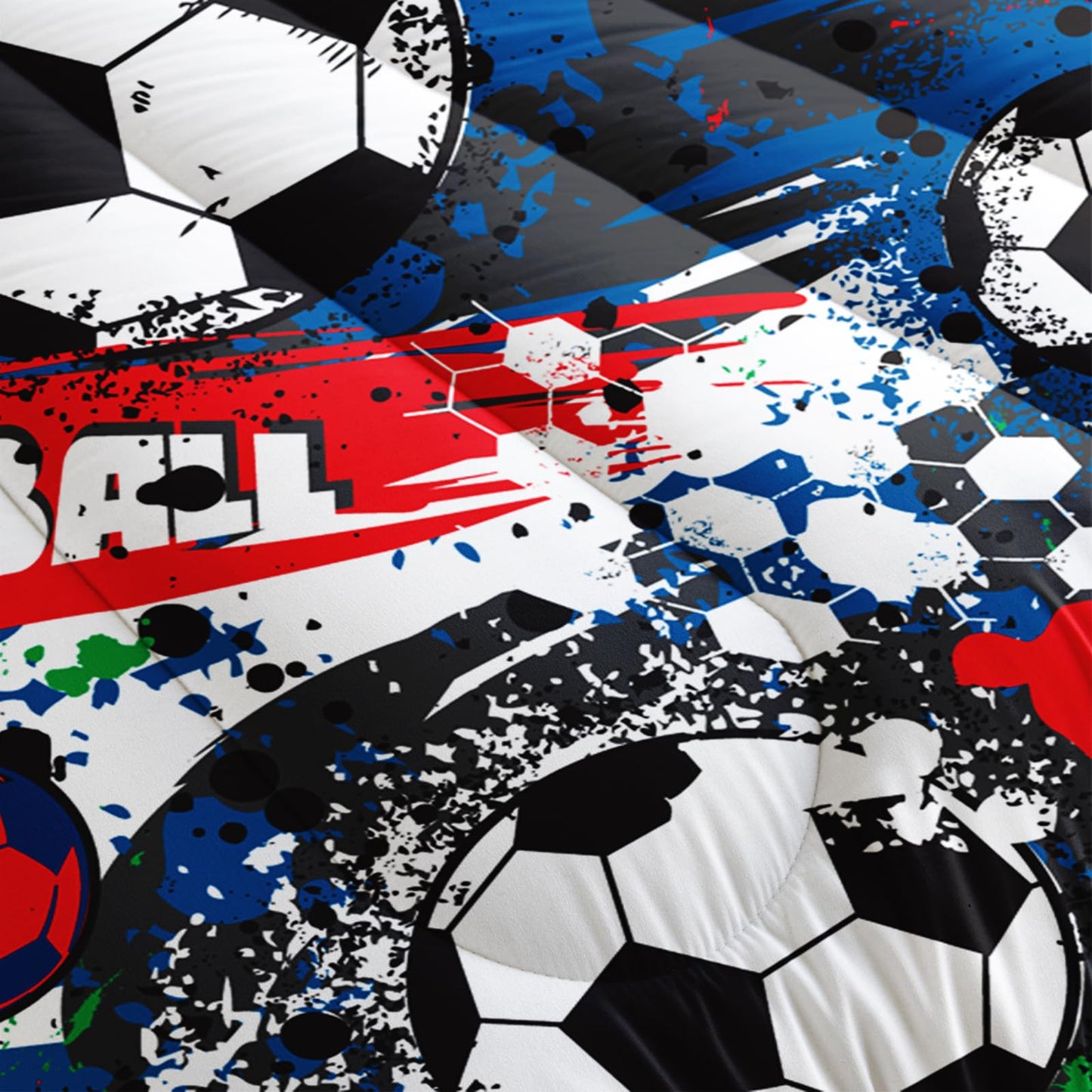 lneffble Full Size Comforter Set for Boys Soccer,Sport Full Bedding Sets for Boys with 1 Comforter with 2 Pillow Case
