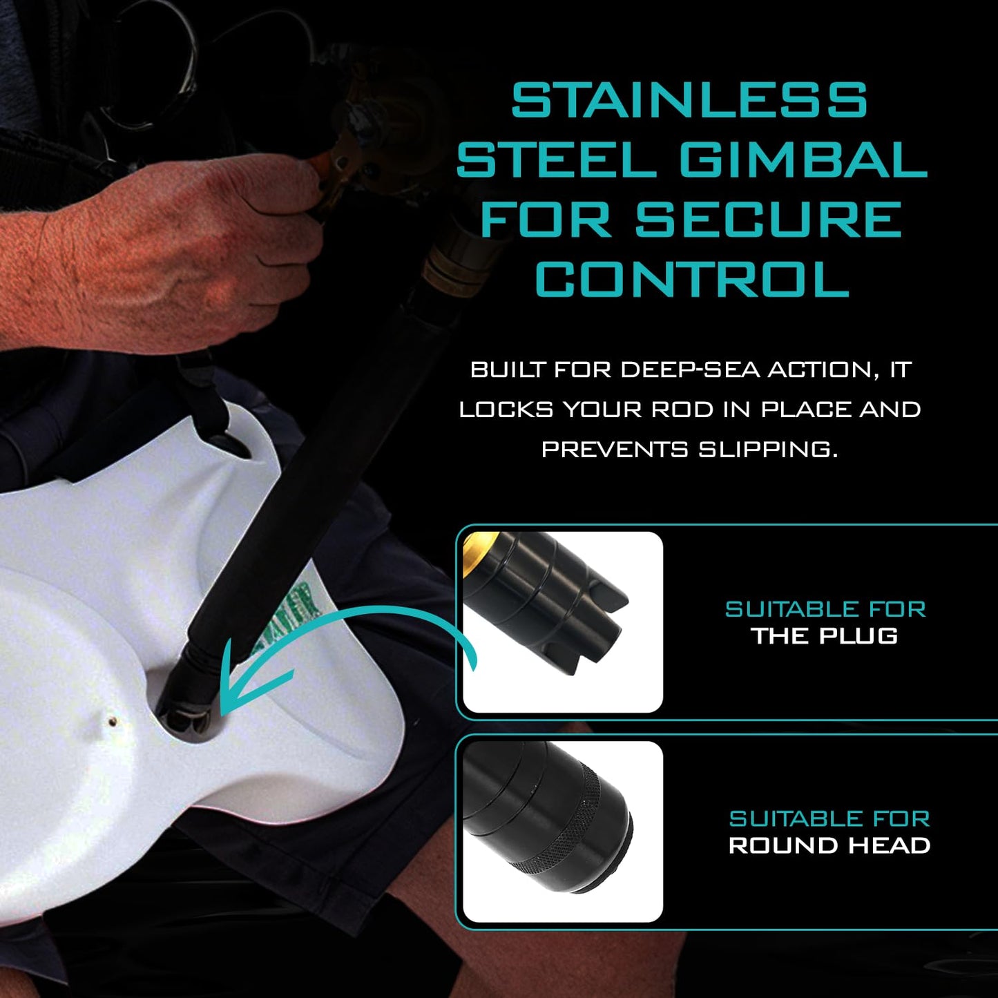 GAFFER SPORTFISHING Adjustable Fishing Belt & Shoulder Harness - Safety Buckle with Foam-Padded Straps Fish Rod Holder