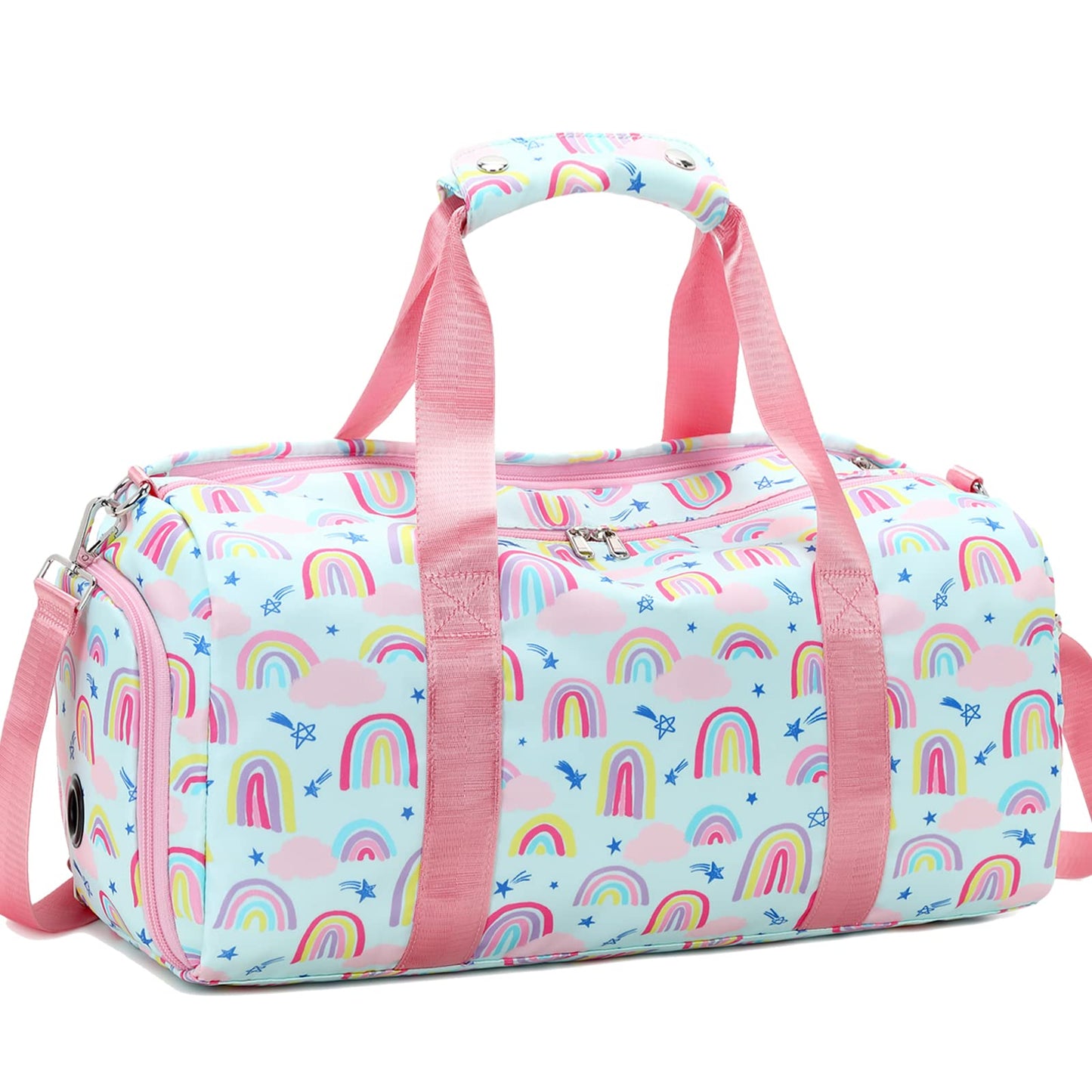 Kids Overnight Duffle Bag Girls Dance Bag Teens Sports Gym Gymnastics Bag with Shoe Compartment, Carry On Sleepover Weekender Travel Bag for Kid (Green)