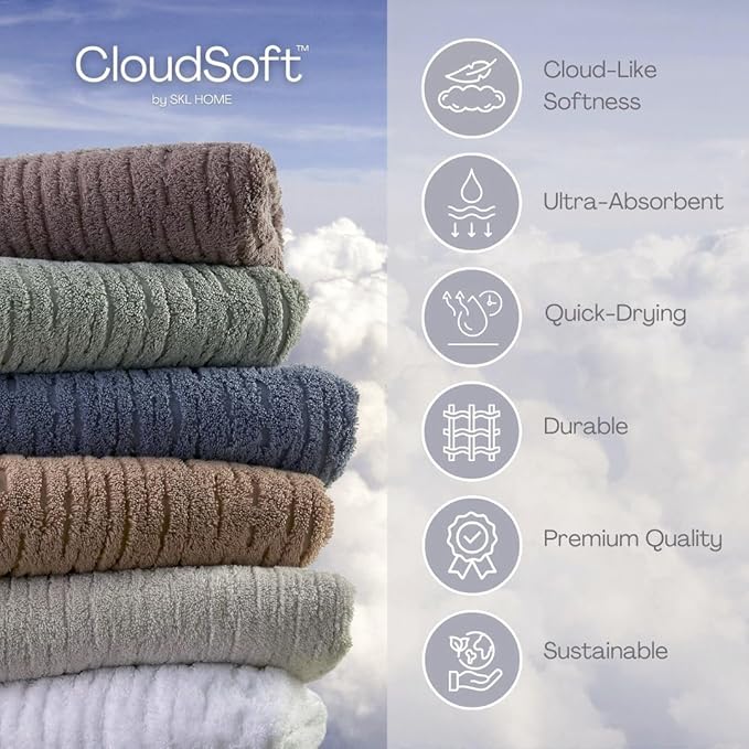SKL Home CloudSoft Cotton Luxury 4 Pc Bath Towel Set