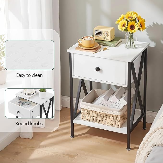 VECELO Nightstands Set of 2, Modern Bedside End Tables, Night Stands