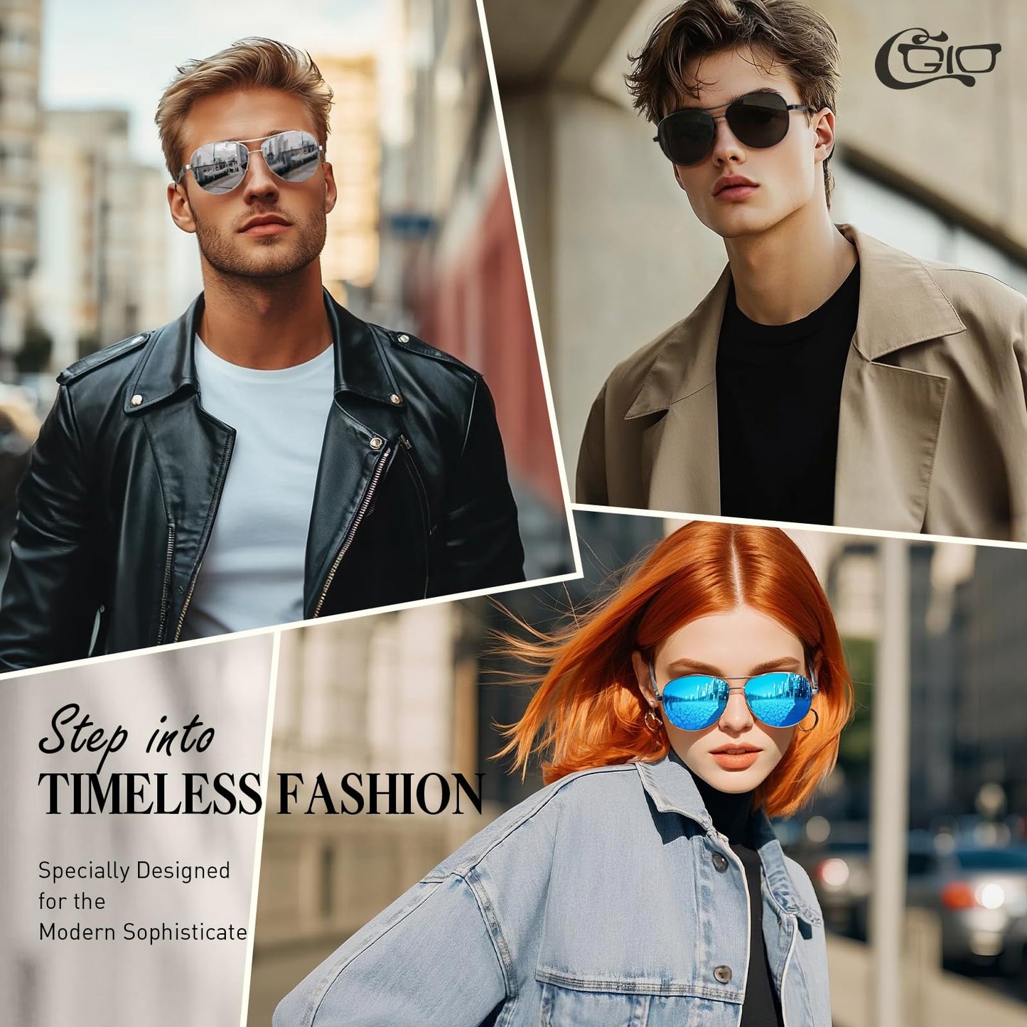 CGID GA61 Premium Al-Mg Alloy Pilot Polarized Sunglasses UV400, Full Mirrored Spring Hinges Sun Glasses for Men Women Mens Shades