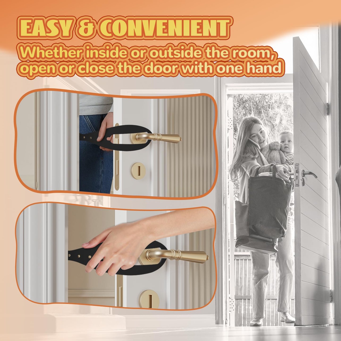 TGIOW Cat Door Latch, 1 Pcs Cat Door Stopper Pet Door Latch to Keep Dog Out of Litter Box and Food, Door Prop for Cat with 5 Adjustable Size Strap 2.5-6" Wide, No Measuring, Easy to Install, Black