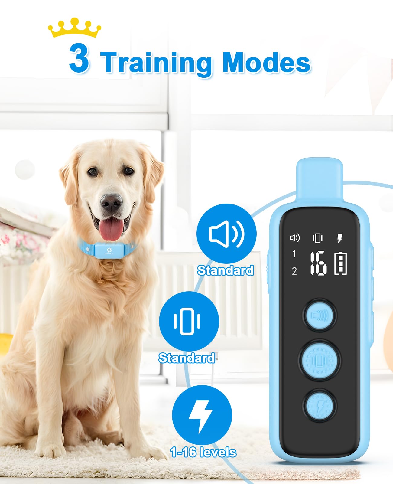 Bousnic Shock Collar for Dogs - Waterproof Rechargeable Dog Electric Training Collar with Remote for Small Medium Large Dogs with Beep, Vibration, Safe Shock Modes (8-120 Lbs) (Green)