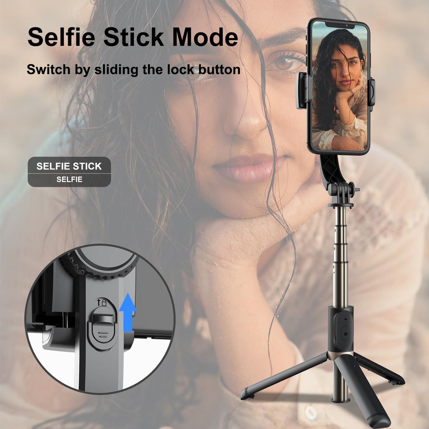 Gimbal Stabilizer for Smartphone,Selfie Stick Tripod with Remote Control Auto Balance 360° Rotation 1-Axis Phone Gimbal for Group Selfies Live Streaming Video Recording