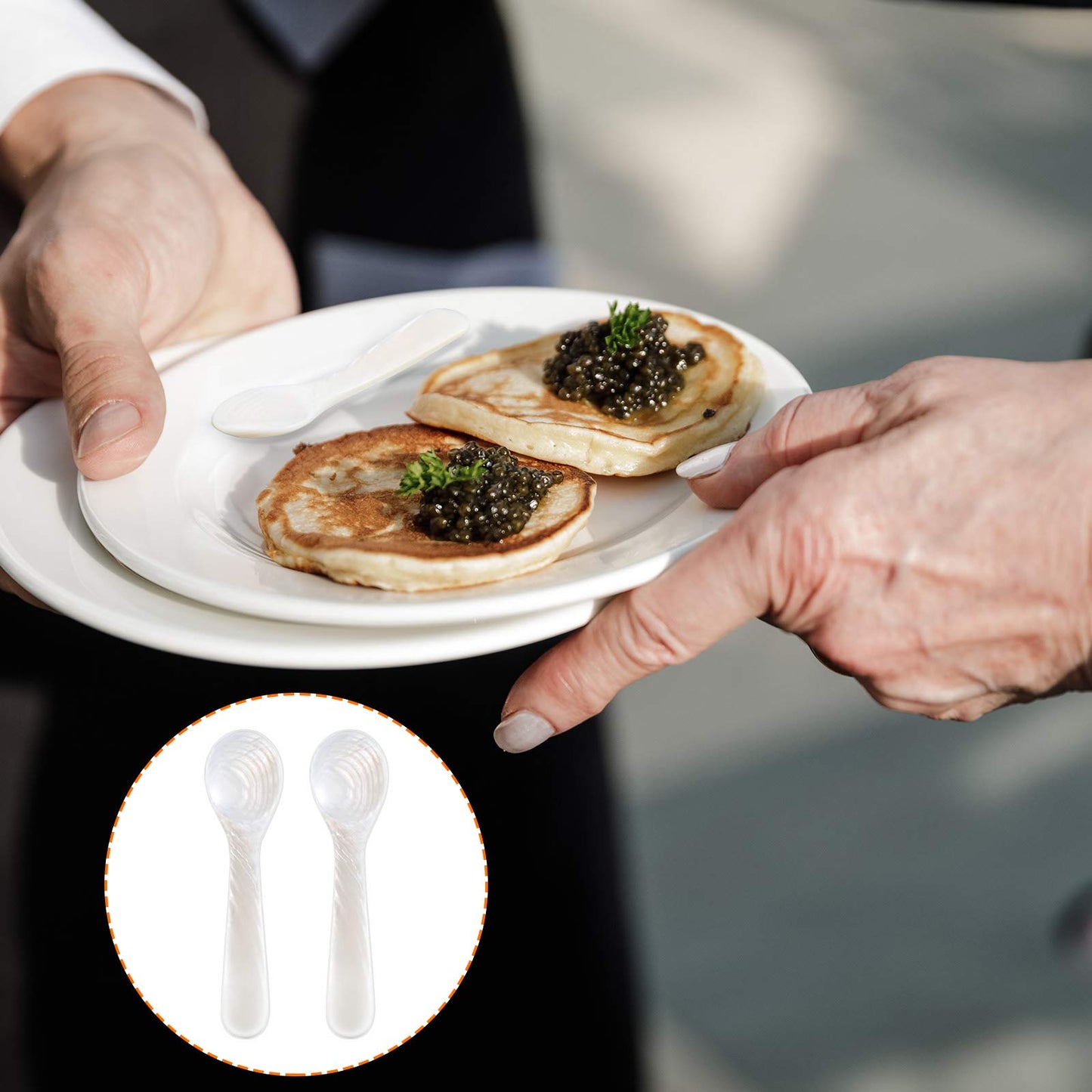 Patelai 10 Pieces Set of Caviar Spoons Mother of Pearl Spoons with Handcraft Round Handle for Caviar, Egg, Ice Cream, Coffee, Kitchen, Restaurant for Serving Caviars (8cm/3.15 Inch)