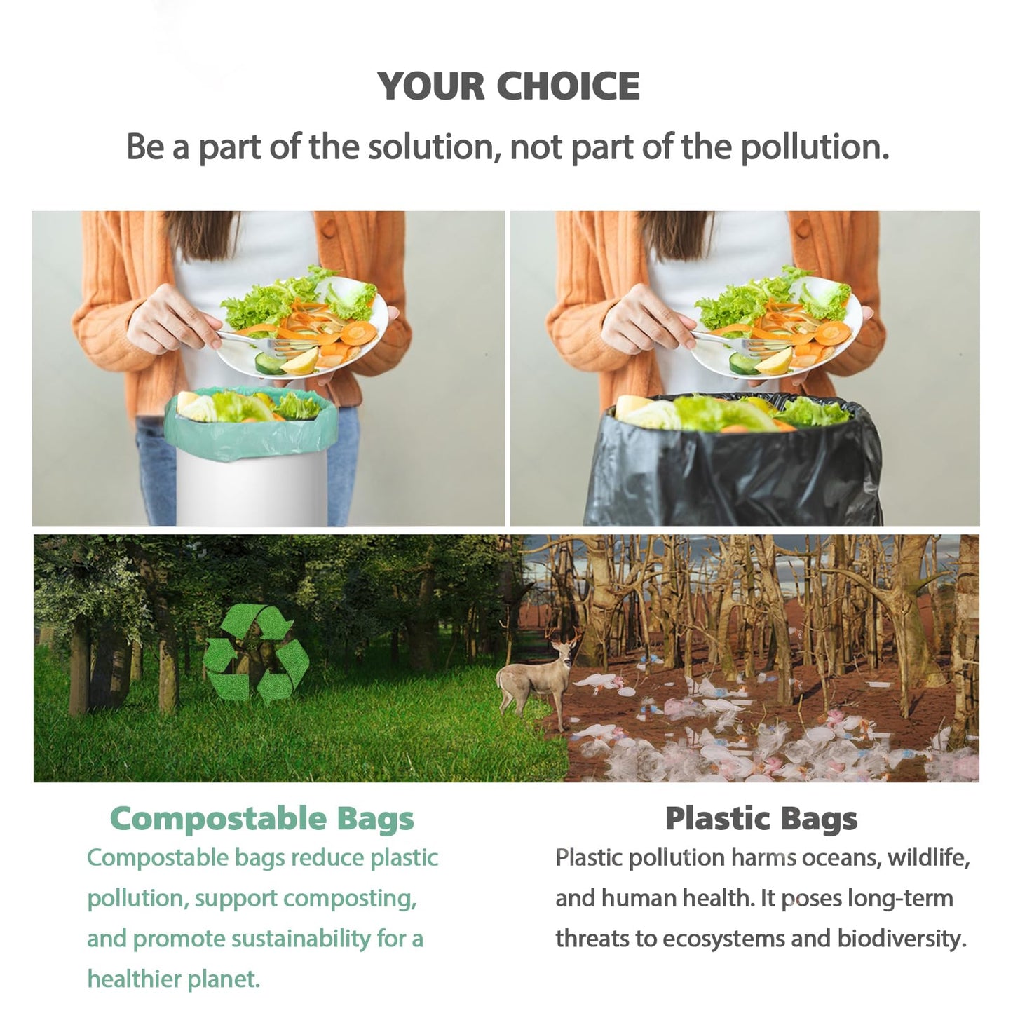 200 Counts AYOTEE Mini Trash Bags,1.2 Gallon Small Compostable Trash Bags,Strong Unscented Compost Bags, Fit 4.5-5 Liter Trash Can,1-1.5 Gallon