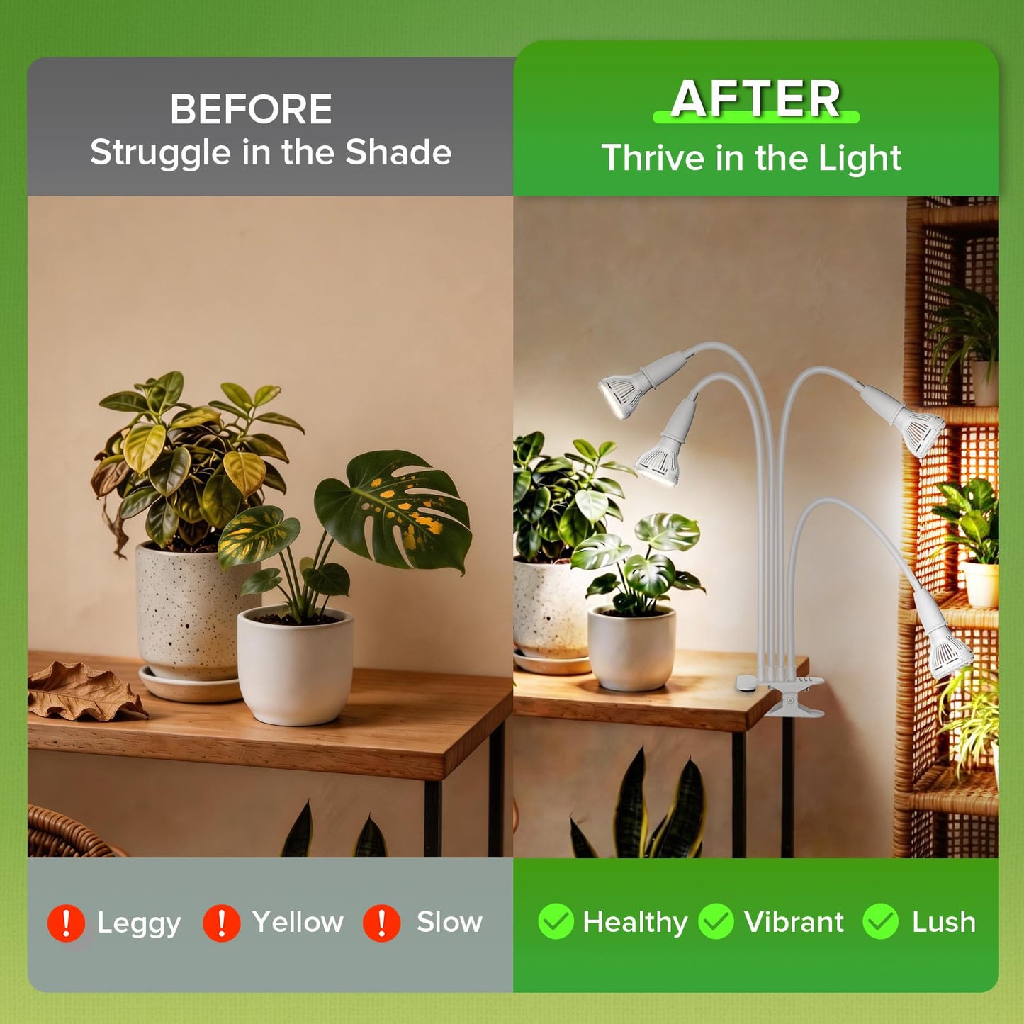 SGLEDs Grow Lights for Indoor Plants, LED 40 W Full Spectrum Bulb Replaceable Plant Light, 600 W Equivalent Clip on Grow Light with Optical Lens for Indoor Growing, Lifetime Free Bulb Replacement