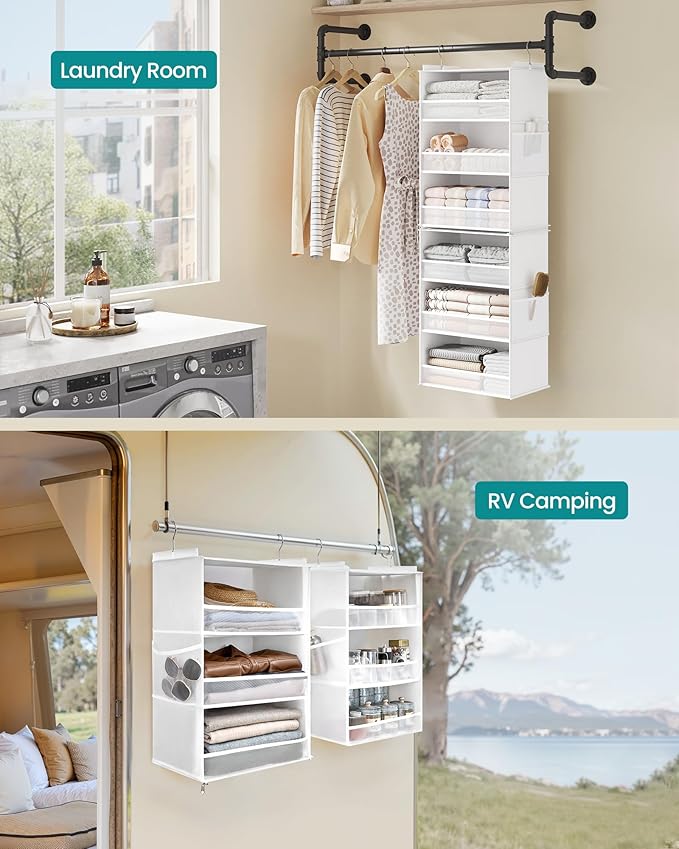 SONGMICS Hanging Closet Organizer, 6-Tier Fabric Storage Shelf, Separable