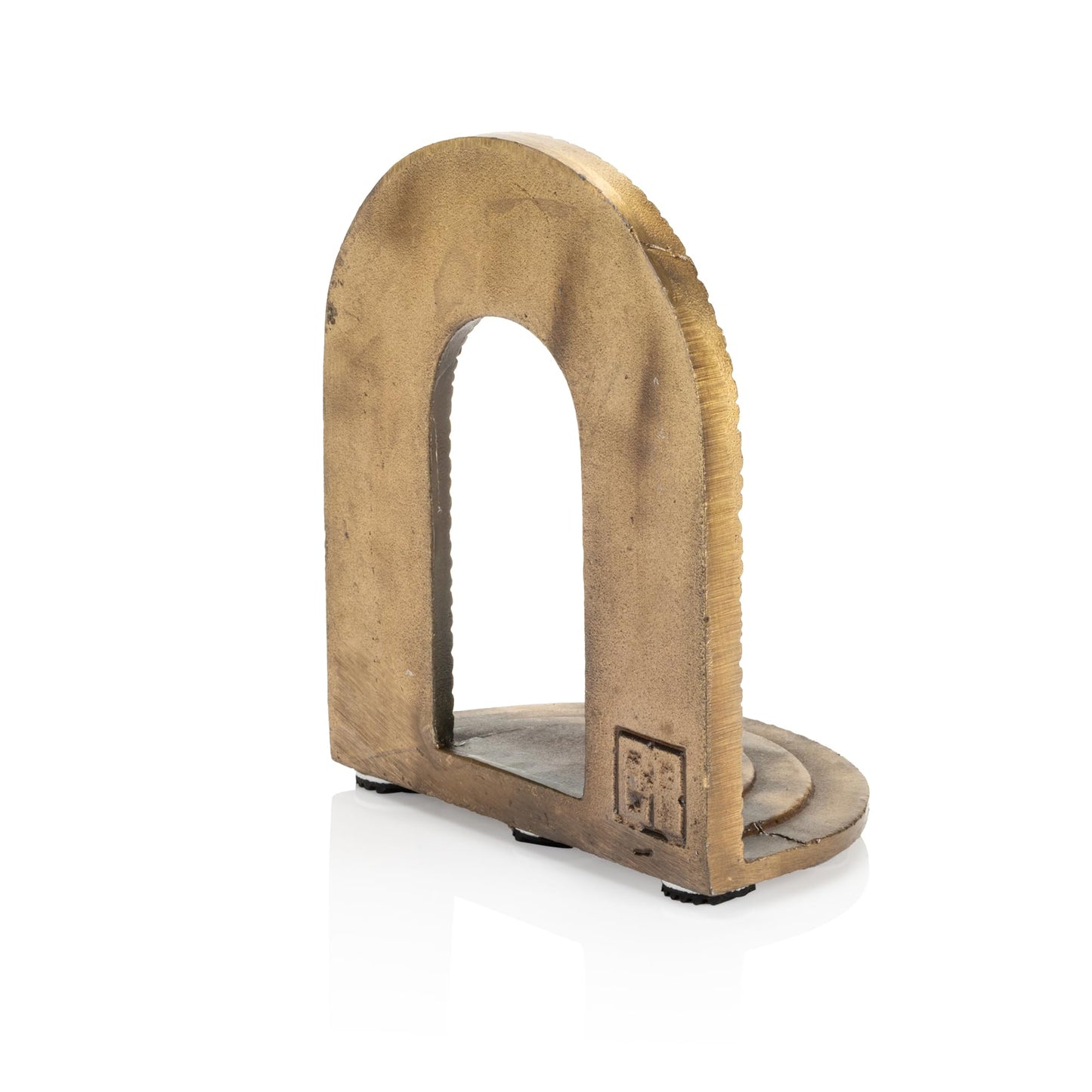 CRAFTSMAN ROAD Cast Iron Brick Arch Bookends Set, Antique Brass Book Ends, 2 Decorative Book Holders for Shelves or Bookcase, Stylish Brass, Non-Skid Anti-Slip Heavy Duty, Home Décor Gift