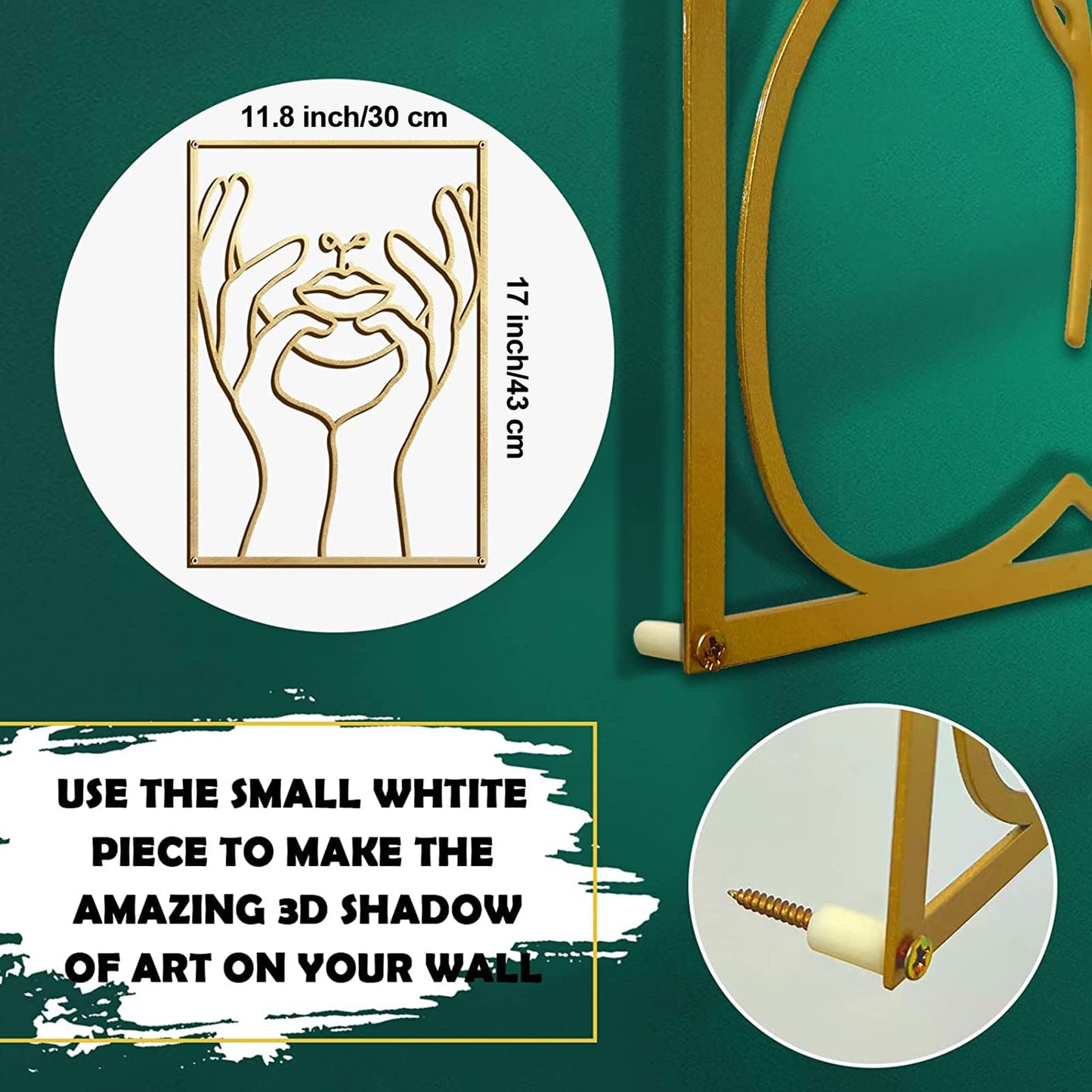 Glamativity 4 Pack Gold Wall Art Décor, Minimalist Single Line Real Metal Wall Art, Woman's Body Shape Abstract Wall Art (Gold Classic Style, 17 x 11.8'')