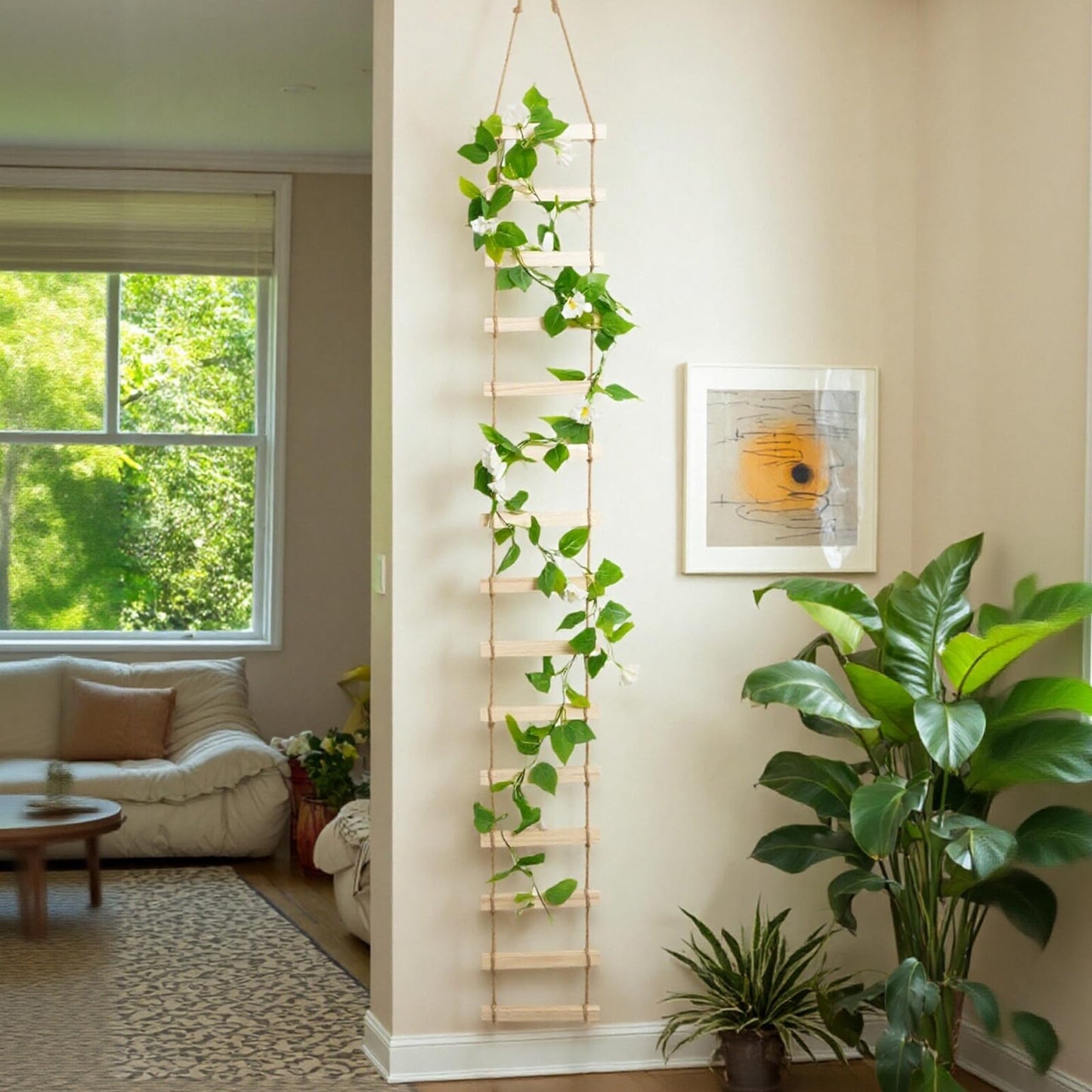 Wooden Ladder Plant Trellis for Climbing Plants – 6ft Extra Tall Indoor & Outdoor Wooden Trellis Garden Plant Support, Easy to Install for Vines, Ivy, Pothos, Monstera, Potted Plants