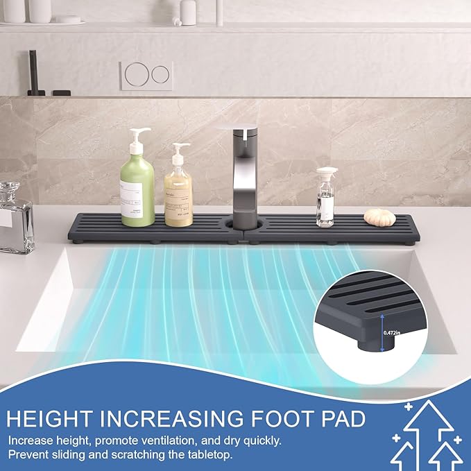 Faucet Mat for Kitchen Sink, Water Absorbent Kitchen Faucet Mat, Durable Sink