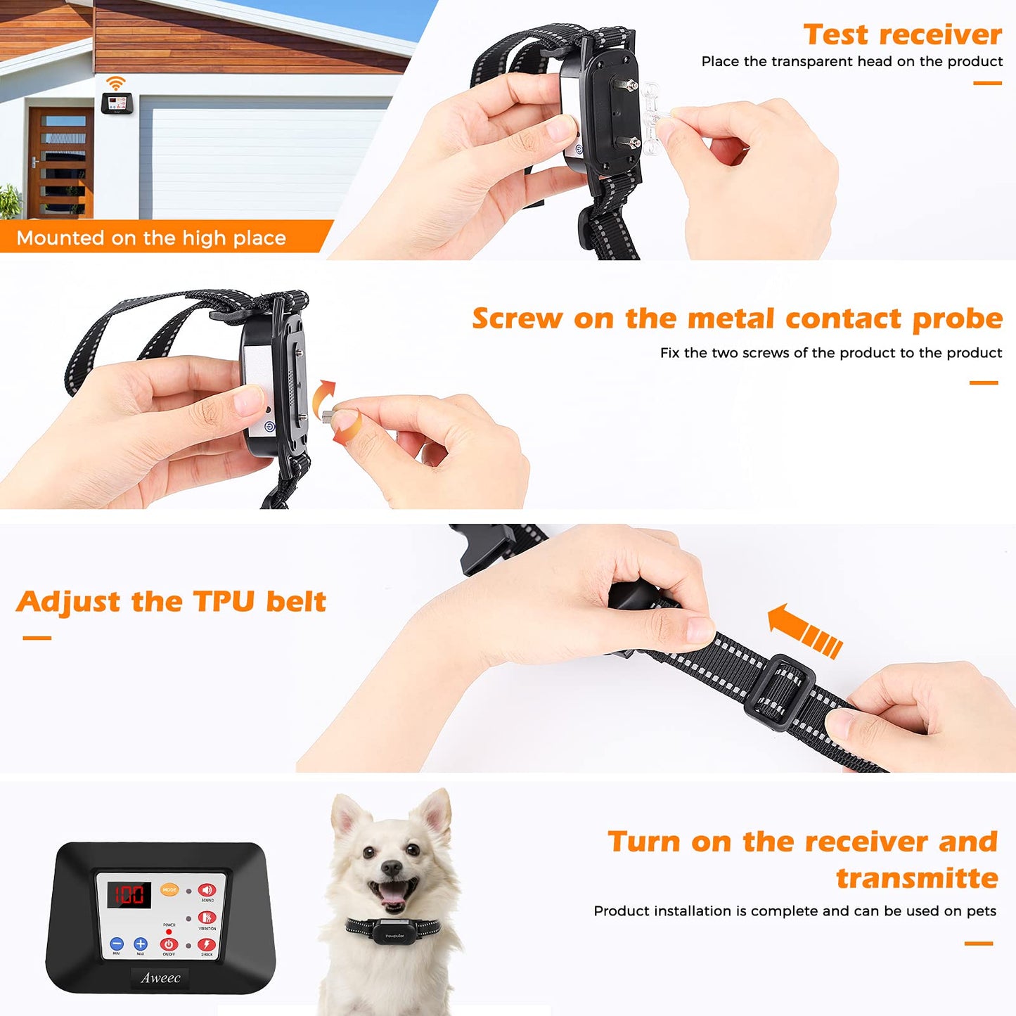 Aweec Wireless Dog Fence, 2-in-1 Electric Dog Fence & Training Collar with Remote, 2025 Pet Containment System, Dog Boundary Container,Suitable & Harmless for Small/Medium/Large Dogs