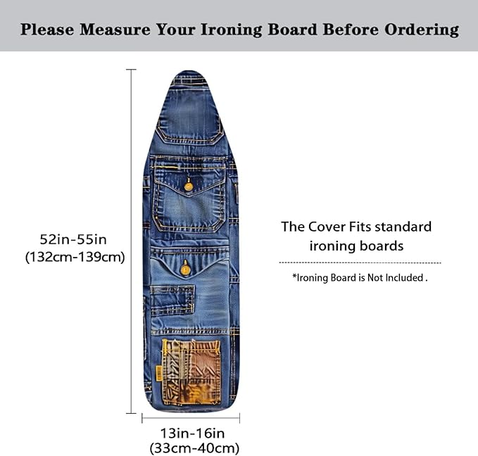 Jeans Pattern Ironing Board Cover Resist Scorching Extra Wide Ironing Board