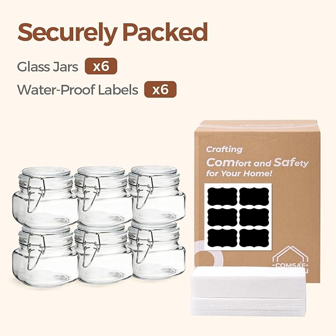 ComSaf 6 Pack 17 oz Glass Jars
