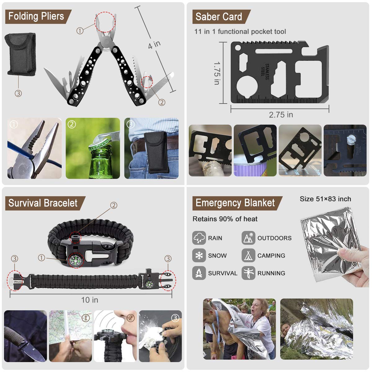 238Pcs Emergency Survival Kit and First Aid Kit, Professional Survival Gear Tool with Tactical Molle Pouch and Emergency Tent for Earthquake, Outdoor Adventure, Camping, Hiking, Hunting