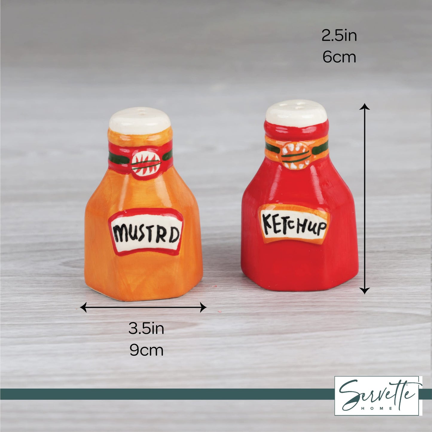 Novelty Ceramic Vegetable Salt and Pepper Shakers Set - Ketchup & Mustard