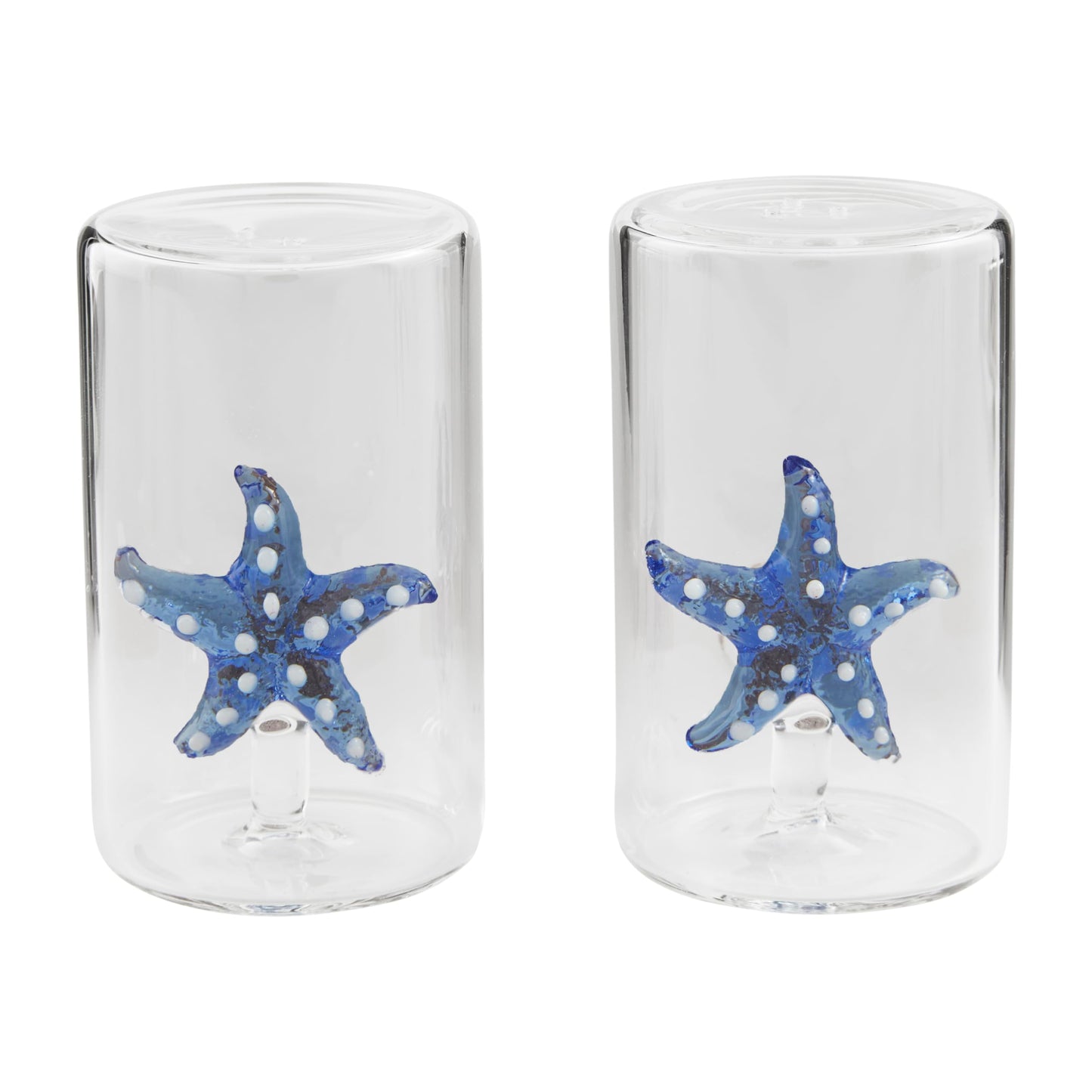 Mud Pie Glass Icon Salt And Pepper; 3" x 1 3/4" dia